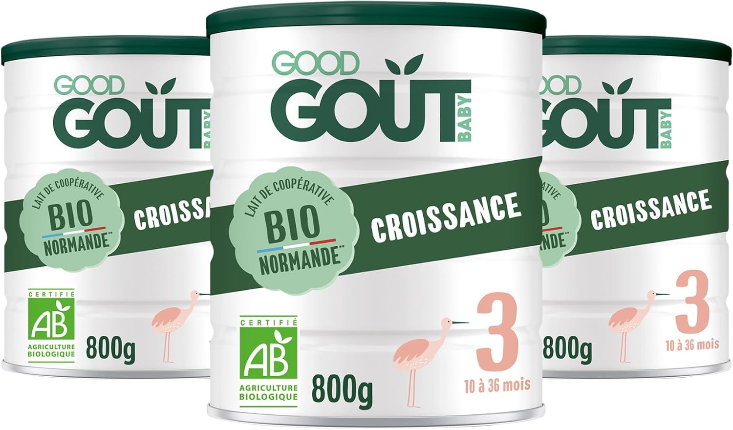 GOOD GOÛT - Lait Infantile 3Ème Âge - Lait de Croissance Format Poudre - de 10 Mois à 3 Ans - sans Huile de Palme - sans Maltodextrine - Crème de Lait Bio - Fabriqué en Normandie - 800 g