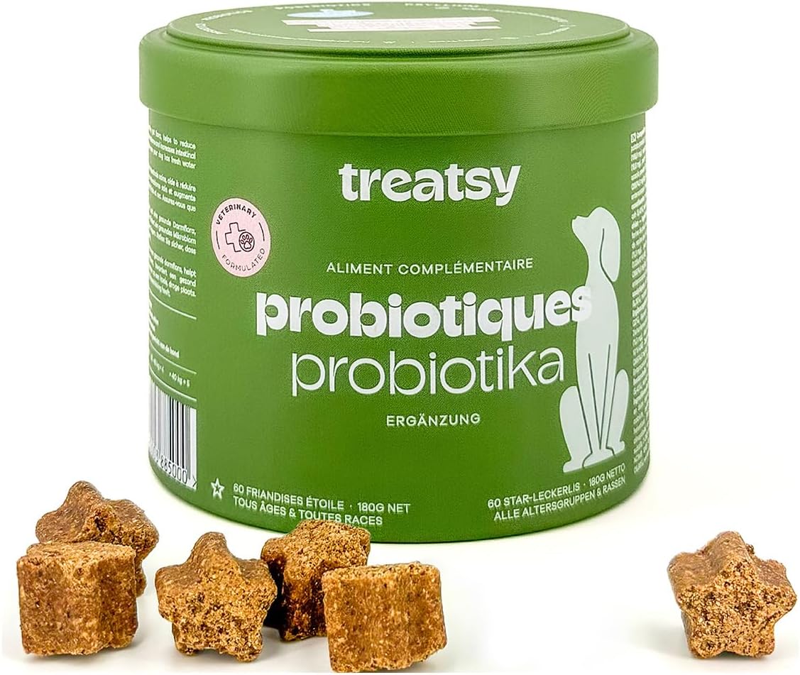 Complément Alimentaire pour Chien Digestion - Contre diarrhée, Constipation - Pré/Post/Probiotiques -Psyllium - Recommandé par Les vétérinaires