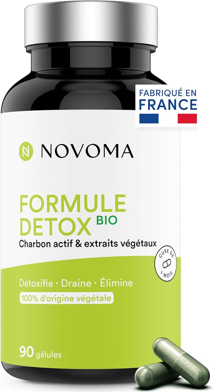 Formule Détox Bio, Purification Foie & Digestion, Avec Charbon Actif, Chardon-Marie, Chlorella & Gingembre, Cure de 1 Mois, 90 Gélules, Végan, Fabriqué en France