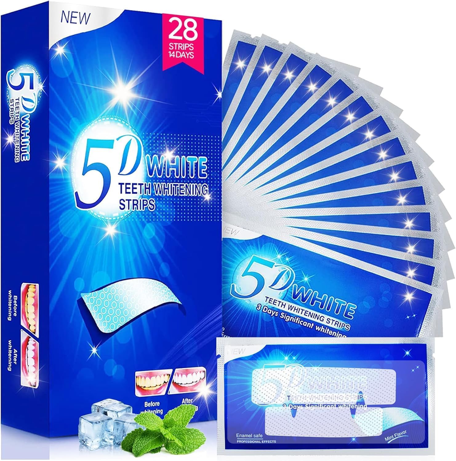 Kit de Blanchiment des Dents-Blanchiment Dentaire, 28 Bande Blanchiment Dentaire 14 Ensembles Blanchisseur de Dents pour le Blanchiment des Dents (Mint-14 Ensembles)