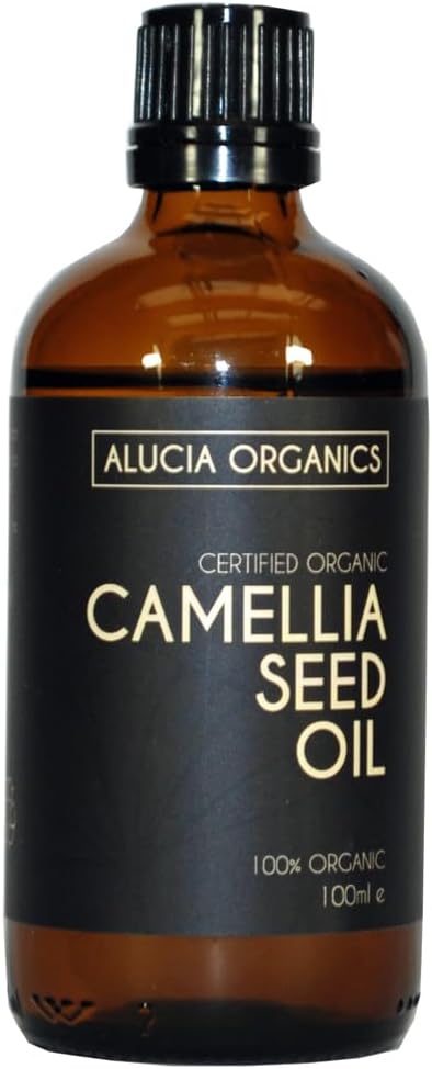 Alucia Organics Huile de graines de camélia certifiée biologique – Pure, naturelle, pressée à froid, végétalienne, sans cruauté envers les animaux, pour la peau, le visage (100ml)