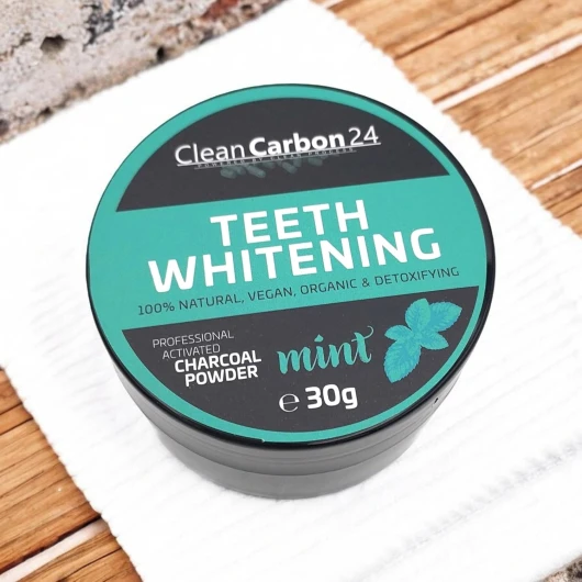 Poudre de blanchiment des dents au charbon actif naturel, menthe, 100% végétalien, bio, détoxifiant, 30g (30g, Menthe)