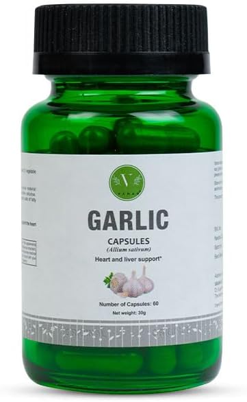 Compléments alimentaires 100% ayurvédiques Vanan Garlic - 60 capsules - Soin du coeur et du foie - Renforce l’immunité - Régule la pression sanguine et le cholestérol - Végétalien