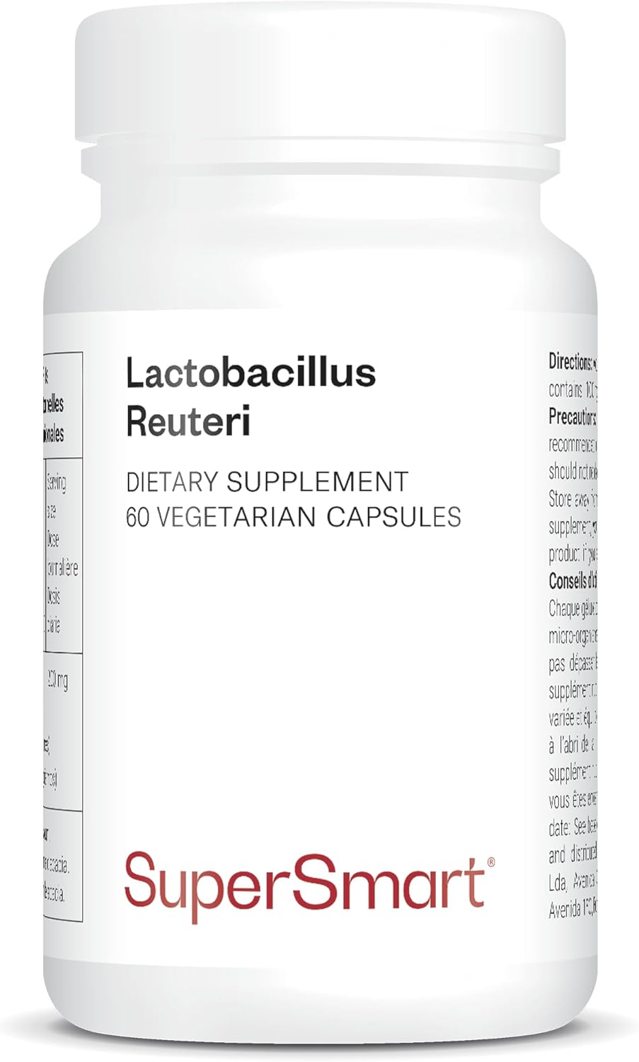 Lactobacillus Reuteri - Complément pour le Confort Digestif - 5 milliards UFC par Jour - Contribue à la Santé du Transit Intestinal - Sans OGM - 60 DR Caps™ - Sans Gluten - SuperSmart