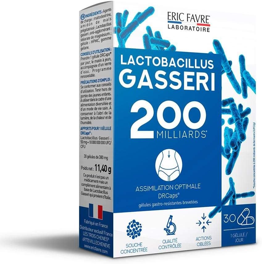 LACTOBACILLUS GASSERI - Naturel 200 milliards de Ferment - Hautement Dosé - L - Gasseri - Complexe Vivant - Gélules Végétales Gastro-Résistantes - Programme 30 J - Laboratoire Français Eric Favre