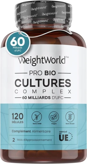 Probiotique Flore Intestinale - 60 Milliards dUFC/Jour & 20 Souches Prébiotiques et Probiotiques -120 Gélules Vegan -Transit & Microbiote Intestinal Avec Lactobacillus Reuteri & Lactobacillus Gasseri