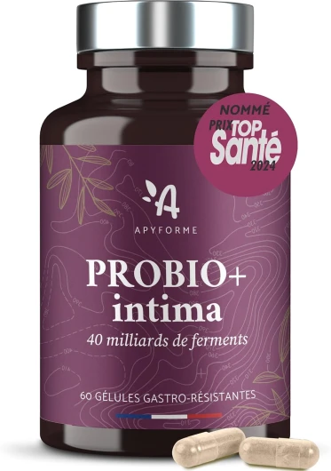 Probio+ Intima - Probiotique Flore Intime - Jusqu'à 40 Milliards UFC/Jour - 4 Souches Lactobacillus Reuteri, Rhamnosus Crispatus et Acidophilus - 100% FRANÇAIS