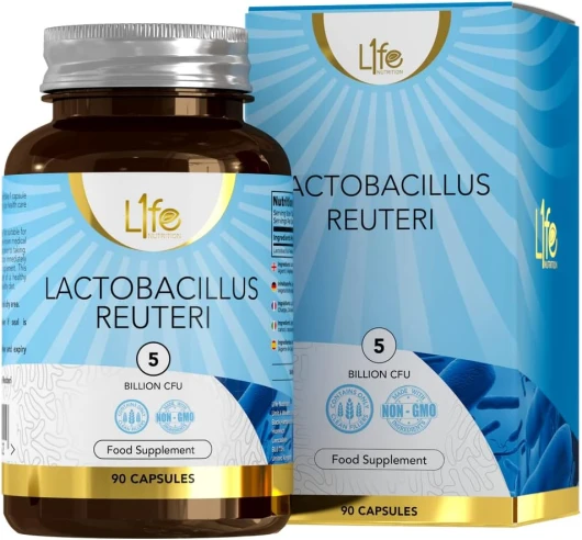 LN Lactobacillus Reuteri - 90 Gélules Probiotique - 5 milliards d UFC L Reuteri par Portion - Supplement L-Reuteri Haute Teneur Probiotiques - Sans OGM Sans Gluten Sans Allergène - Fabriqué au UK