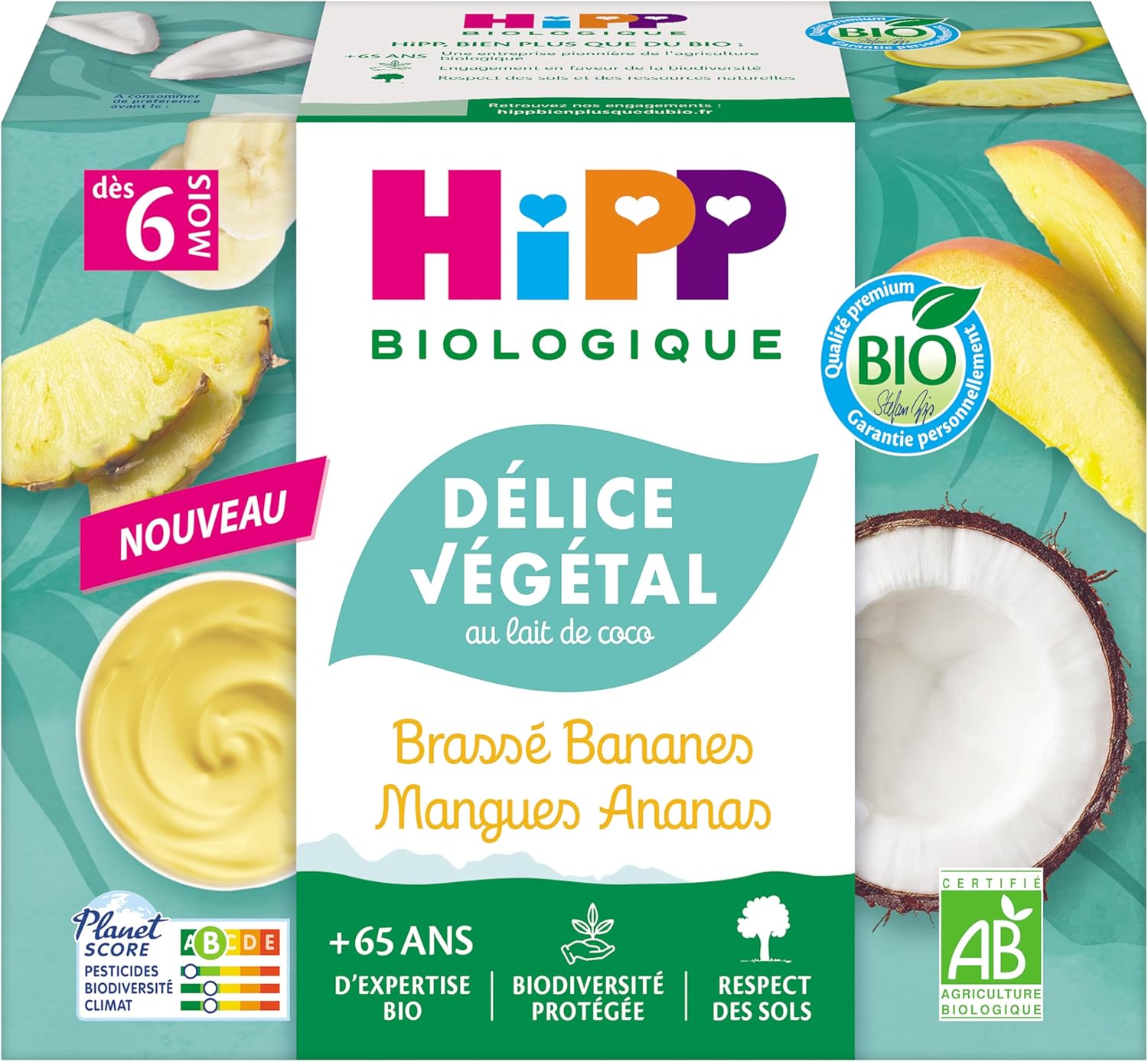 Biologique Brassé vég - Banane Mangue Ananas - Coupelles 4X100G