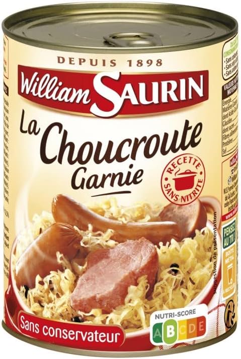 Choucroute garnie Willian Saurin 400g : une recette traditionnelle Alsacienne dans votre assiette, prête en quelques minutes ! - Le Lot De 4