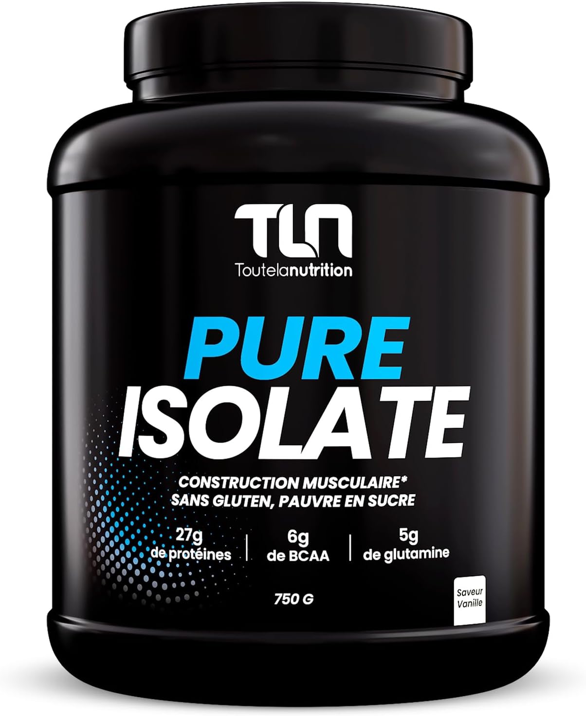 PURE ISOLATE - Isolat de Protéines en Poudre - Jusqu’à 90% de Protéines - Riche en BCAA et Glutamine - Proteine Musculation Rapide - Texture Onctueuse Goût Vanille - Pauvre en Lactose - 750G - TLN Vanille 25 Portions (Lot de 1)