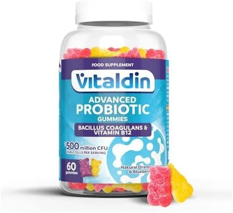 Probiotique Gummies – 500 millions d´UFC de Bacillus Coagulans par dose + Vitamine B12 – 60 Gommes (pour 1 mois); saveur de Fruits – Flore Intestinale – pour Enfants et Adultes