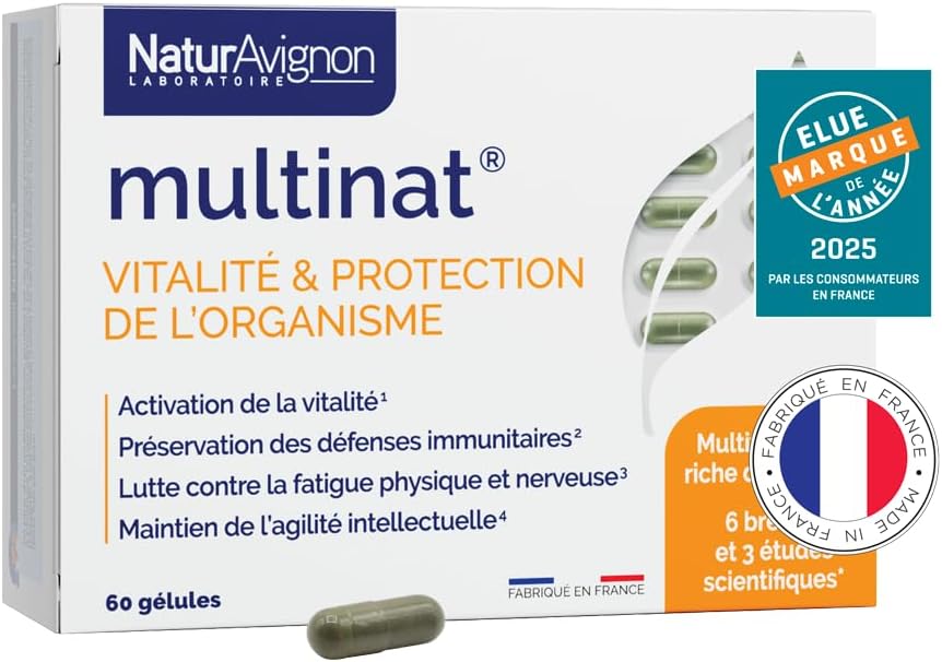 Laboratoire NaturAvignon Multivitamines 25 Actifs Contre Fatigue, Boost Vitalité et Immunité - Complément alimentaire avec Spiruline, Zinc, Magnésium et Vitamines A B C D E - Fabriqué en France 1 boite
