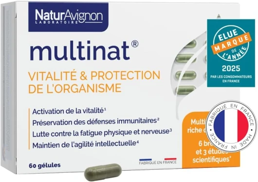 Laboratoire NaturAvignon Multivitamines 25 Actifs Contre Fatigue, Boost Vitalité et Immunité - Complément alimentaire avec Spiruline, Zinc, Magnésium et Vitamines A B C D E - Fabriqué en France 1 boite