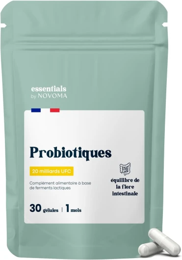Probiotique Flore Intestinale, 20 Milliards UFC/Jour, Probiotiques Lactobacillus Gasseri + Rhamnosus + Bifidobacterium, Équilibre du Microbiote, 30 Gélules Vegan, Fabriqué en France