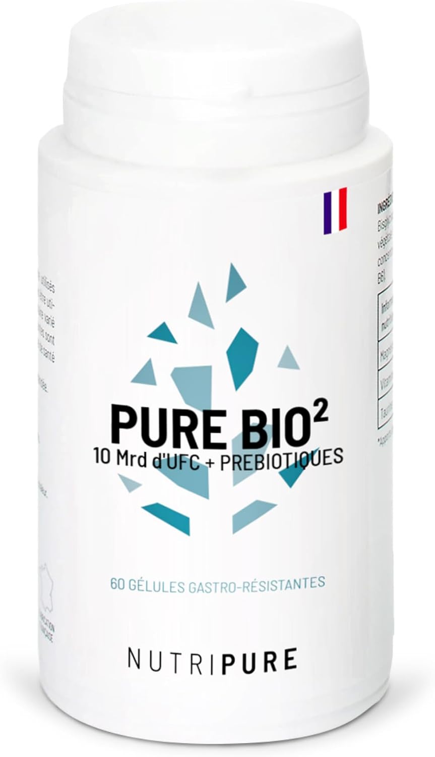 Pure Bio² - Ferments Lactiques 10 Mds d’UFC - Lactobacillus & Bifidobactéries vivants - 6 Souches Biodisponibles - 60 Gélules Gastro-Résistantes - Fabriqué in France