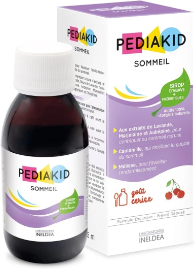 Sirop Sommeil - Complément alimentaire favorisant l’endormissement - Réduit les réveils nocturnes - Formule exclusive au Sirop d'Agave Lavande & Marjolaine- Goût Cerise - Dès 4 mois -125 ml Unitaire - 125 ml