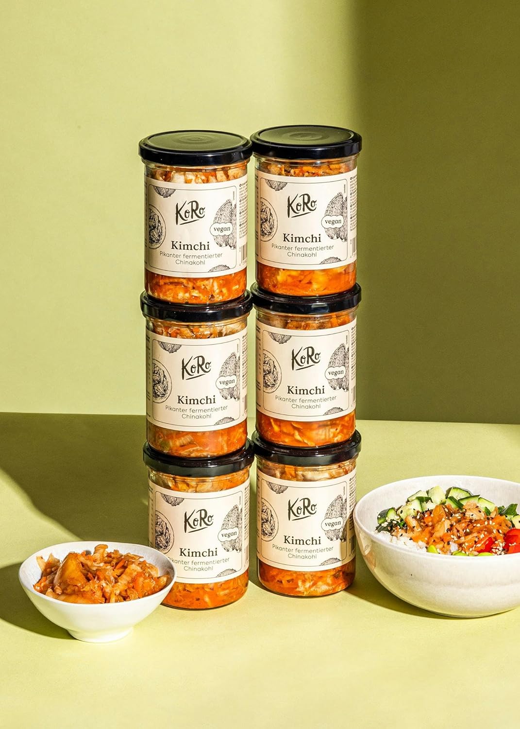 Kimchi 6 x 350 g - À base de chou chinois fermenté - Avec piment, ail et gingembre - Vegan