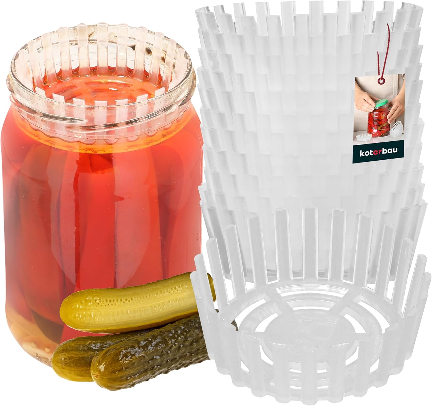 ® Presse pour Bocaux FI 82 mm en Plastique 1 Paquet De 12 Pcs -Presse À Cornichons -Presse À Kimchi -Pressoir À Cornichons -Pressoir À Kimchi -Presse Cornichions -Presse Kimchi -Presse Pot 82 mm / 12 pièces