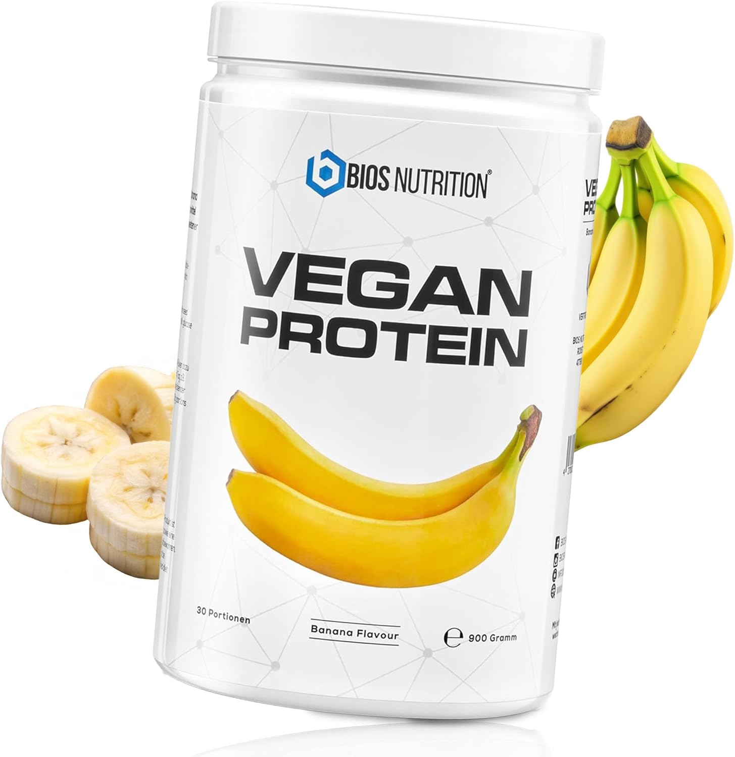Vegan Protein BANANE 900gr - Poudre de protéine végétalienne - Goût naturellement délicieux - Protéine végétale sans lactose & sans soja - BIOS Nutrition (Fabriqué en Allemagne) Banane 900 g (paquet de 1)