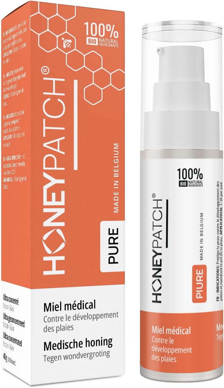 HONEY PATCH - Cicatrisant au Miel de Chataignier Bio - 100% Naturel, Stérilisé et Antibactérien - Soin pour Plaies ouvertes, Brûlures et Peaux Sensibles - Format Pratique et Écologique - 20g