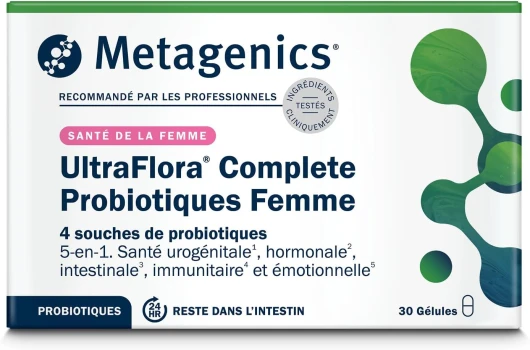 UltraFlora Complete pour Femmes - Probiotiques Flore Intestinale - Santé Urogénitale, Hormonale, Intestinale, Immunitaire et Emotionnel - 30 Capsules Végétariennes - 1 Mois 30 unité (Lot de 1)