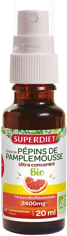 EXTRAIT DE PÉPINS DE PAMPLEMOUSSE BIO- Titré en flavonoïdes à 2400mg - Vitalité - Sans alcool - Spray de 20ml