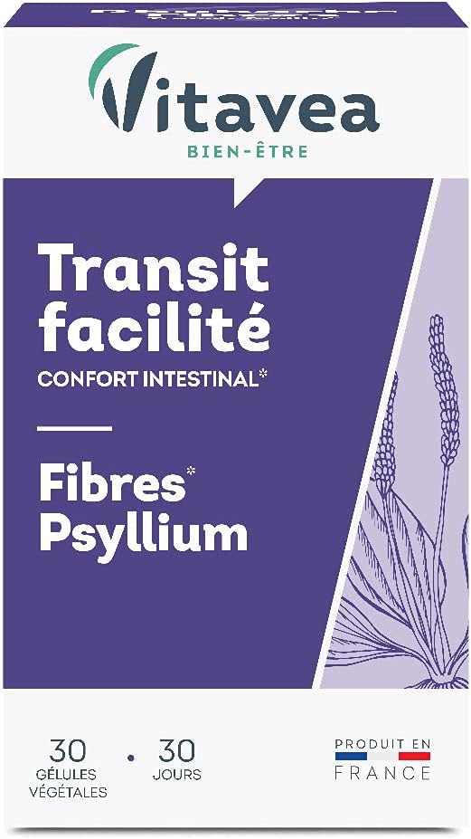 VITAVEA BIEN-ETRE - Complément Alimentaire Fibres Psyllium - Idéal Transit, Confort Intestinal - Psyllium et Avoine - 30 gélules - Cure de 1 mois - Fabriqué en France Transit facilité