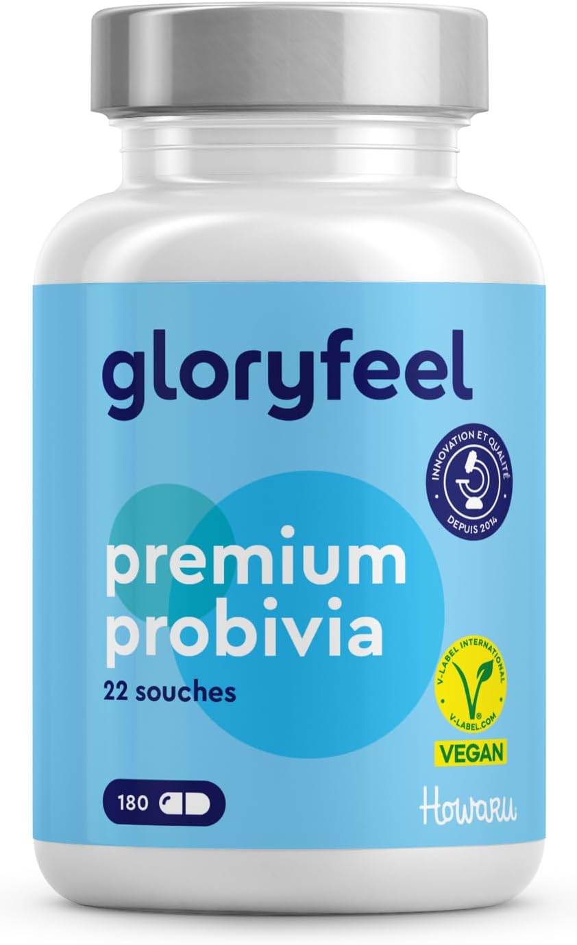 Probiotique Flore Intestinale Complexe, 180 Capsules, 22 Souches Bactériennes, Lactobacillus Gasseri, Lactobacillus Reuteri, Lactobacillus Salivarius, avec Inuline, 10 Milliards d'UFC, 100% Vegan