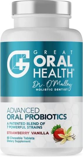 Probiotiques buccaux à mâcher pour la bouche - Probiotique oral - traitement de la mauvaise haleine – Complément BLIS K12 M18 - Livre électronique de 60 par les à la fraise et Vanilla Lozenges