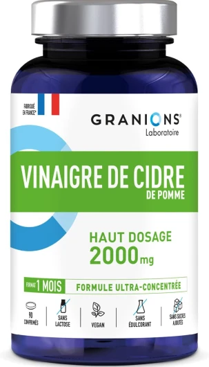 Vinaigre de Cidre de Pomme 2000 MG - Coupe Faim & Perte de Poids - Probiotique Naturel - Vinaigre de Cidre Perte de Poids - Confort Digestif - Made in France - 90 Comprimés