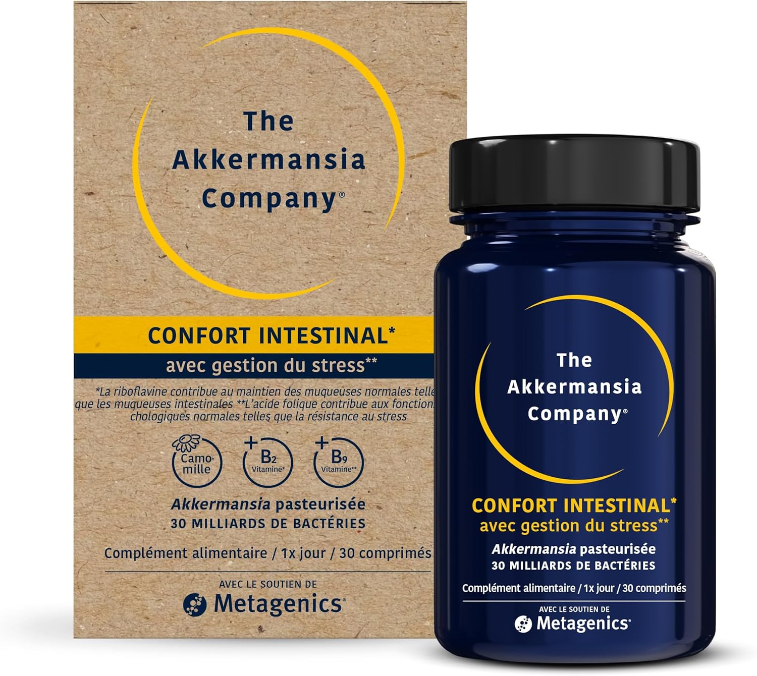The Akkermansia Company Intestinal Comfort - Probiotiques, Vitamine B2 - Santé intestinale, Bien-être général - 30 comprimés