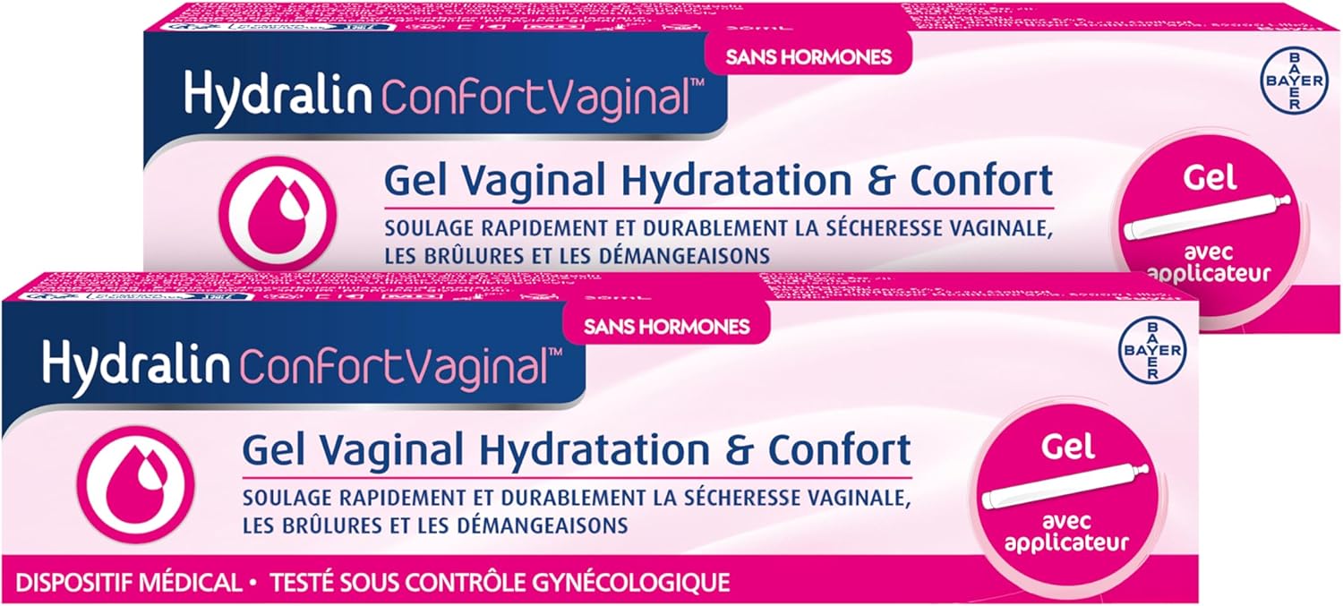 Confort Vaginal Gel Intime Femme - Hydratant, Apaisant -Protection flore Intime - Soulage Sécheresse Vaginale, Brûlures et Démangeaisons - Avec Applicateur Hygiénique - Sans Hormones - 2x30ml