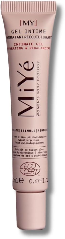 Gel intime femme bio - Gel aloe vera avec acide hyaluronique et pre & postbiotiques flore intime - Hydrate et rééquilibre le pH physiologique - Adapté en lubrifiant intime - 20 ml Gel 20ml 20 ml (Lot de 1)