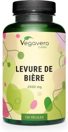 Levure de Bière Active - Dosage Élevé: 2500 mg - Cure Cheveux + Ongles + Peau - 120 Gélules - 100% Pure & Sans Additifs - Vegan - Vegavero®