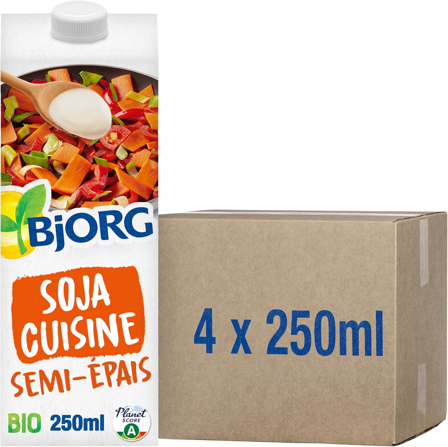 Soja Cuisine Semi-épais - Pour recettes sucrées et salées - Source d’Oméga 3 - 250 ml - lot de 4 (total de 1000ml)