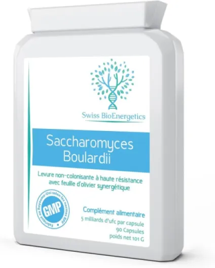 Saccharomyces Boulardii 5 milliards d'UFC - Levure non colonisante à haute résistance avec feuille d'olivier synergique, biotine et vitamine D3-90 capsules