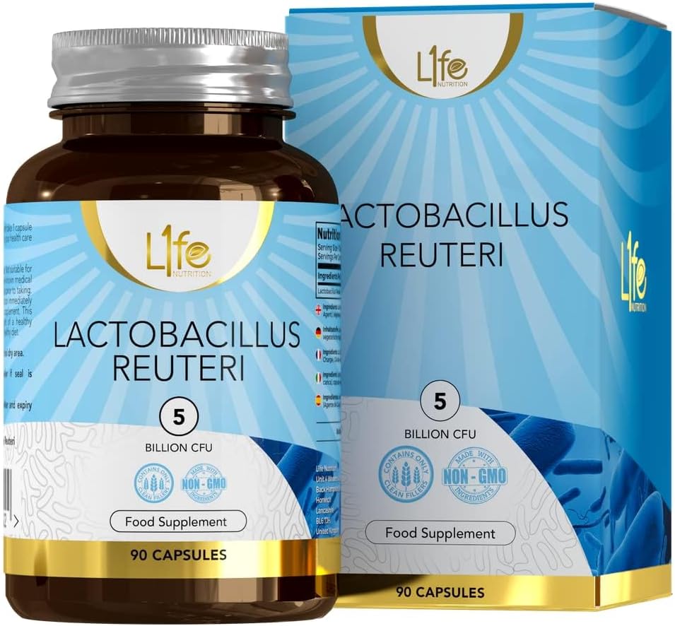LN Lactobacillus Reuteri - 90 Gélules Probiotique - 5 milliards d CFU L Reuteri par Portion - Supplement L-Reuteri Haute Teneur Probiotiques - Sans OGM Sans Gluten Sans Allergène - Fabriqué au UK