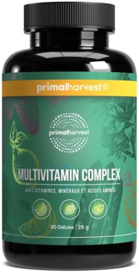 Complexe multivitaminé de Primal Harvest - Complément alimentaire quotidien à base de biotine, de zinc et de vitamines, à dosage élevé, pour hommes et femmes (30 Count (1 Pack), Sans saveur) Sans saveur 30 Count (1 Pack)