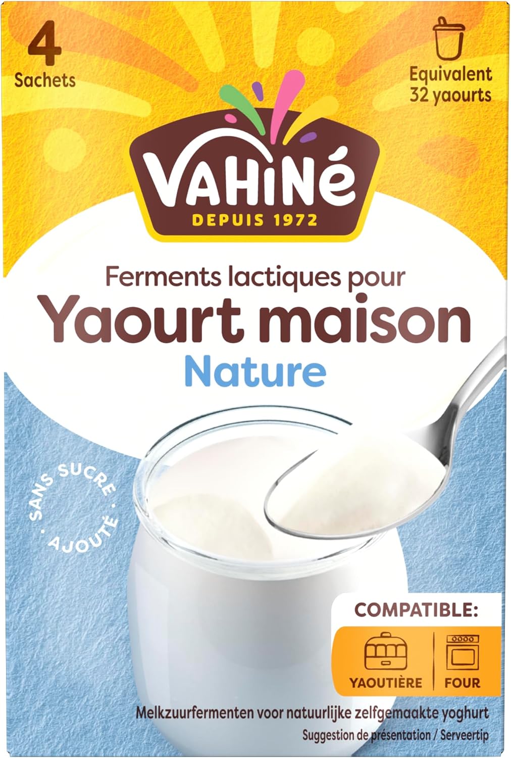 VAHINÉ - Ferments Nature pour Yaourts 4 x 4 g 16 g (Lot de 1)