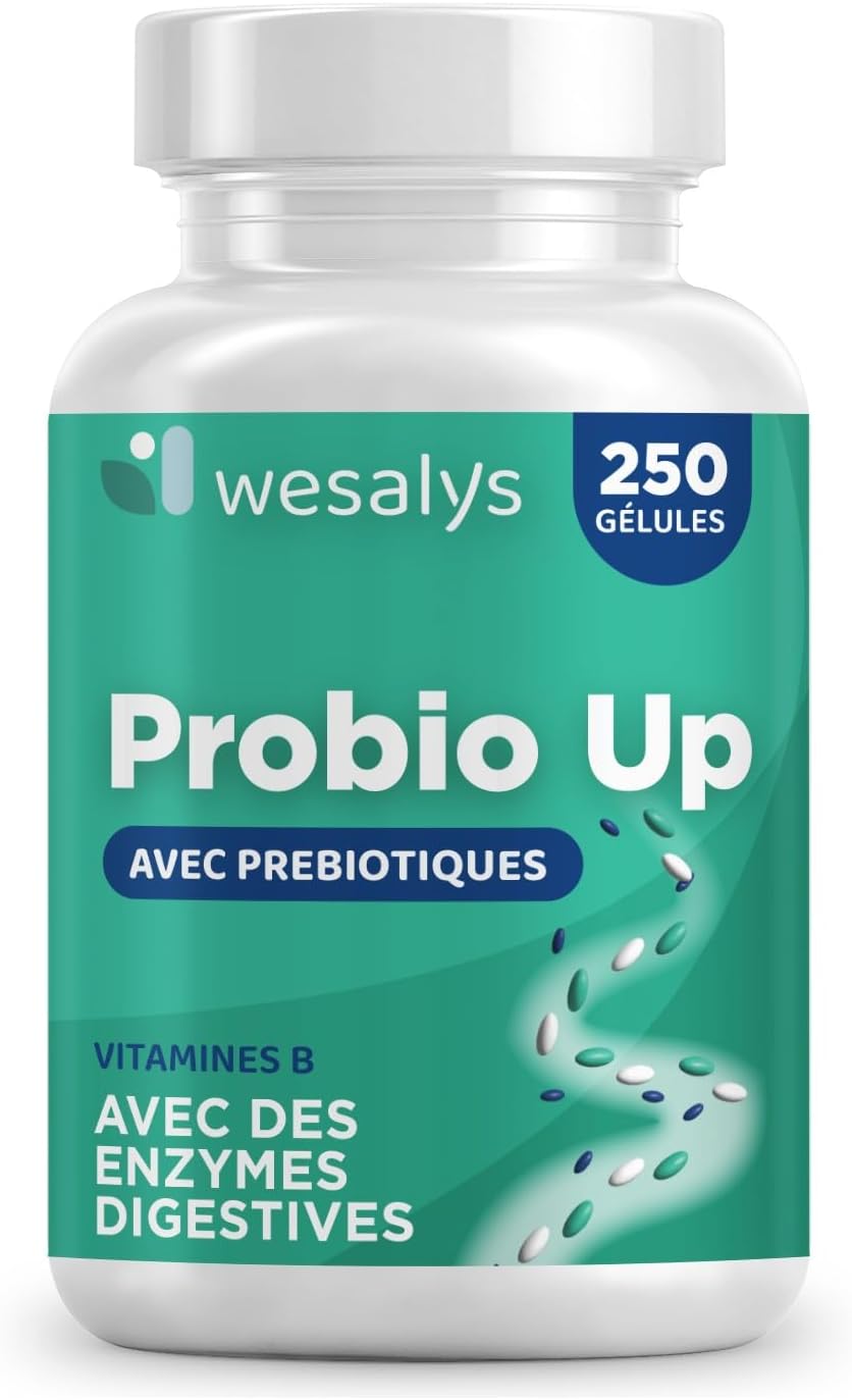 Probiotique flore intestinale - 250 gélules - 20 souches bactériennes, Probiotiques et prebiotique, lactobacillus gasseri, Bifidobactéries, Enzymes digestives, Inuline, FOS, 20 milliards UFC