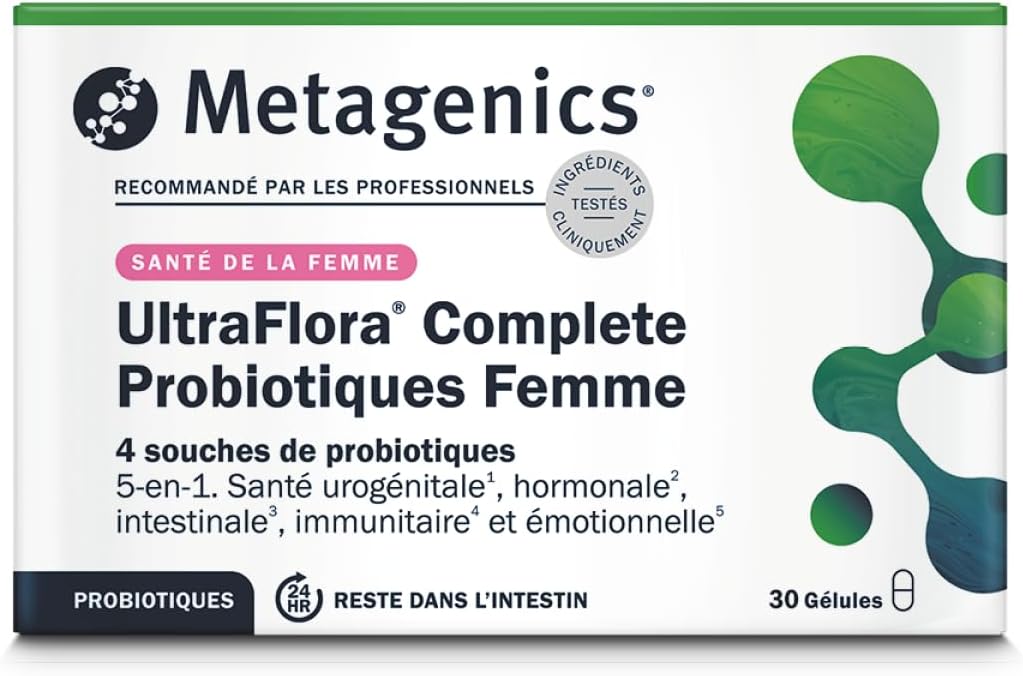 UltraFlora Complete pour Femmes - Probiotiques Flore Intestinale - Santé Urogénitale, Hormonale, Intestinale, Immunitaire et Émotionnel - 30 Capsules Végétariennes - 1 Mois 30 gélules
