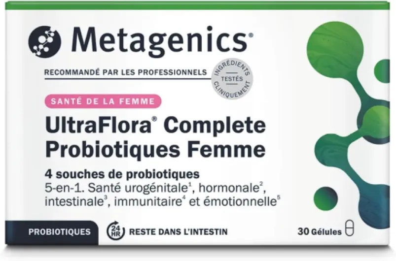 UltraFlora Complete pour Femmes - Probiotiques Flore Intestinale - Santé Urogénitale, Hormonale, Intestinale, Immunitaire et Émotionnel - 30 Capsules Végétariennes - 1 Mois 30 gélules