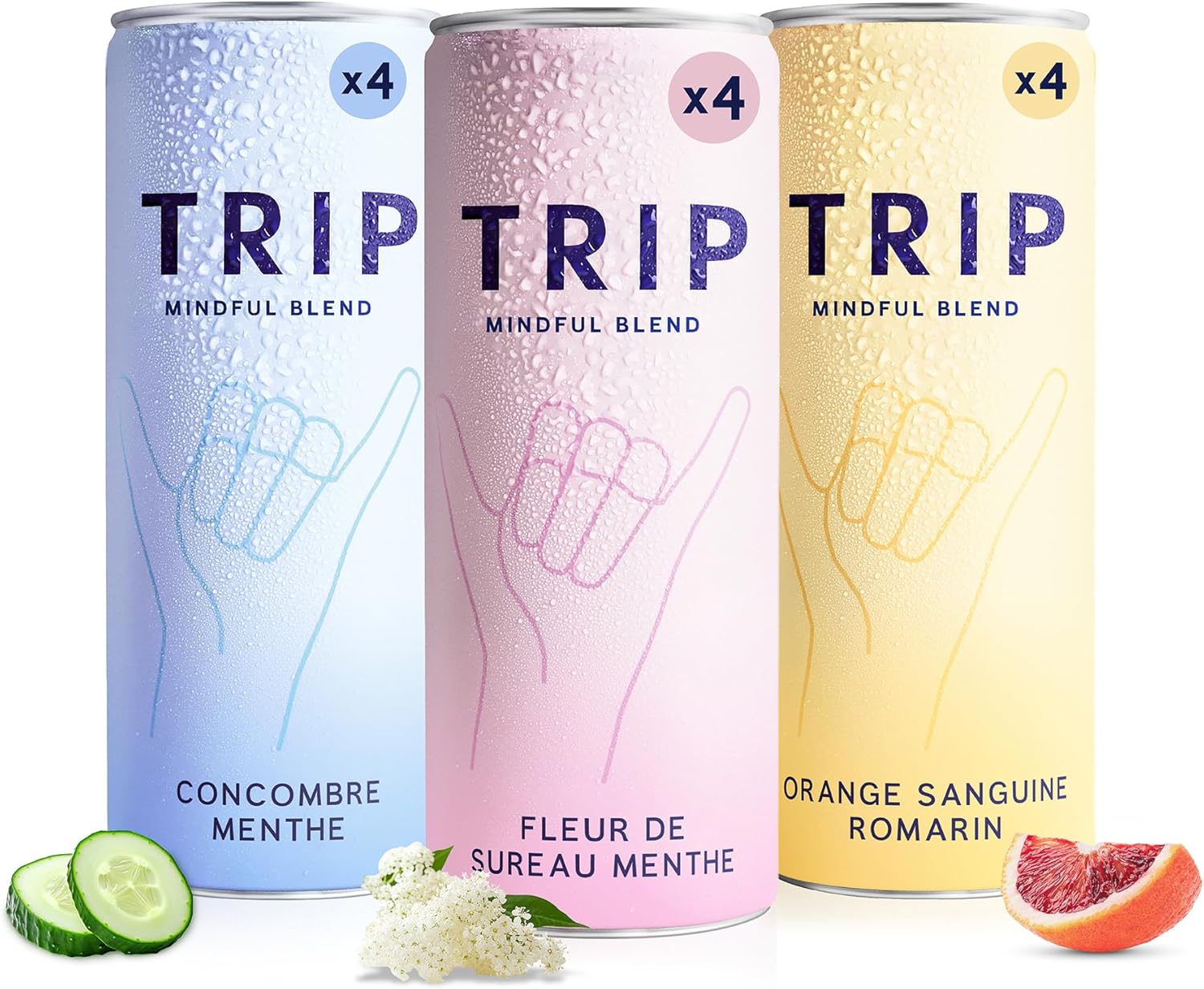 Mindful Blend, boisson légèrement pétillante aux adaptogènes, mocktail avec 120mg de magnésium, crinière de lion et L-théanine, sans sucres ajoutés végétalienne, assortiment de saveurs - 12x250ml