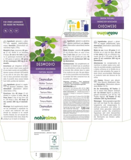 Desmodium (Desmodium adscendens) feuilles Teinture Mère sans alcool Naturalma - Extrait liquide gouttes 120 ml - Complément alimentaire - Végétalien ou végan Sans alcool 120 ml (Lot de 1)