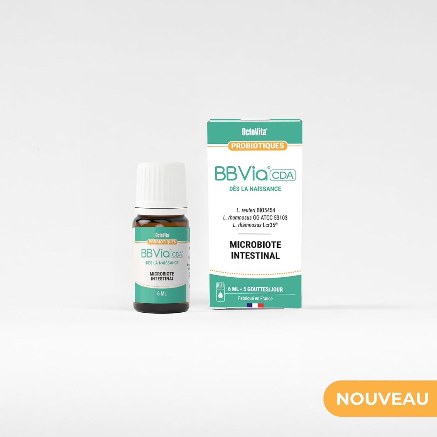 BBVia® CDA Gouttes Probiotiques Bébé – OctoVita – Dès la naissance, Enfant 0-6 ans – Microbiote intestinal – 3 souches probiotiques sélectionnées – Fabriqué en France – Lot de 3x 6 ml 6ml (lot de 3)