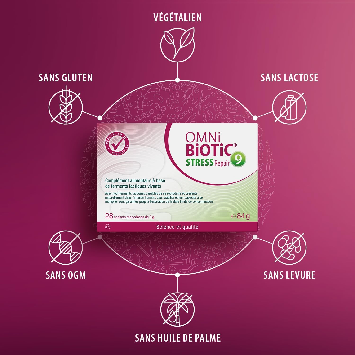 OMNi-BiOTiC STRESS Repair - Probiotique - Stress & Microbiote intestinal - 9 souches bactériennes - 15 milliards d’UFC par dose journalière - 28 sachets - En poudre