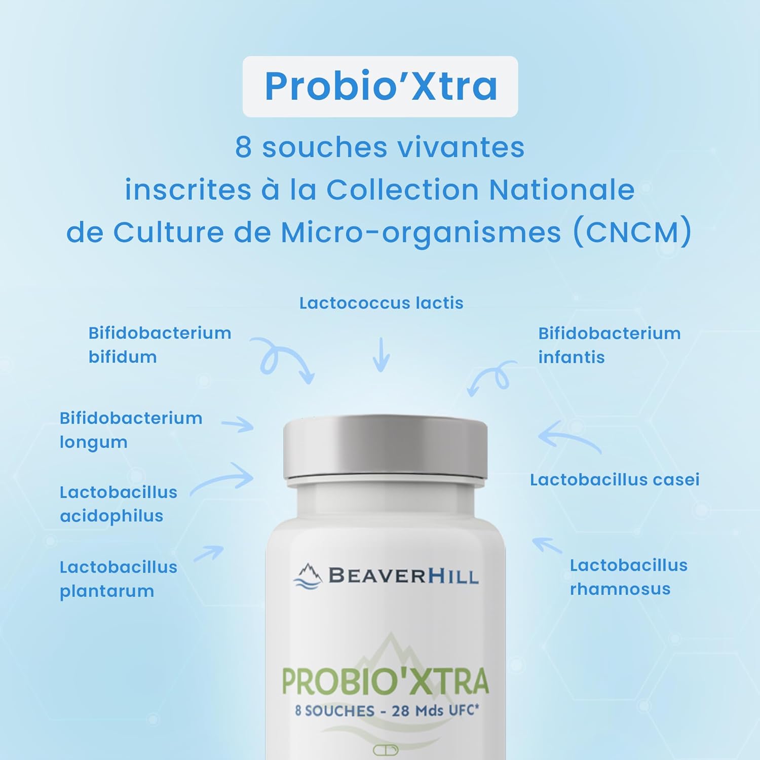 PROBIO’XTRA - Probiotiques - 8 souches vivantes - 60 Gélules végétales - BEAVERHILL - Confort digestif – Humeur – Stress – Immunité – Ballonnements - Fabriqué en France
