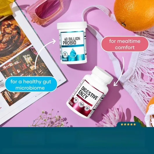 Kit complet de bien-être intestinal, 2 unités, mélange de probiotiques et prébiotiques 60 milliards UFC pour l’équilibre intestinal et l’absorption des nutriments