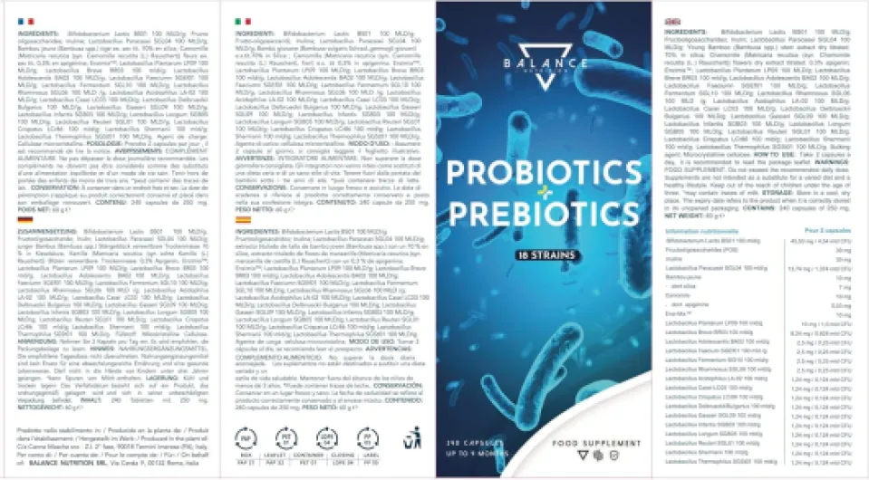 Probiotique Ferments Lactiques - 240 Capsules - Probiotique Flore Intestinale - Spectre Complet de 18 Souches Bactériennes, Lactobacillus Gasseri, Enzymes Digestives, Inuline - 10 Milliards UFC